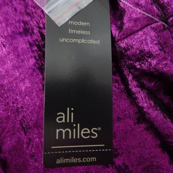 Ali Miles Tunic Top Women's Size L Purple Metallic 3/4 Sleeve Wire Collar - Picture 11 of 12
